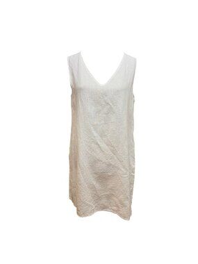 Flax Women’s Sleeveless Linen Tunic Tank Top White Clean Lines Laugenlook Small